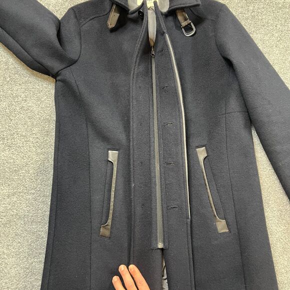 WRK Coat Mens M Medium Navy Blue Nylon Wool Blend Work Rest Karma City Overcoat - Picture 10 of 15